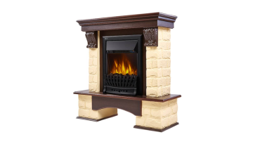 Портал Firelight Forte Classic U (угловой) камень бежевый, шпон темный дуб
