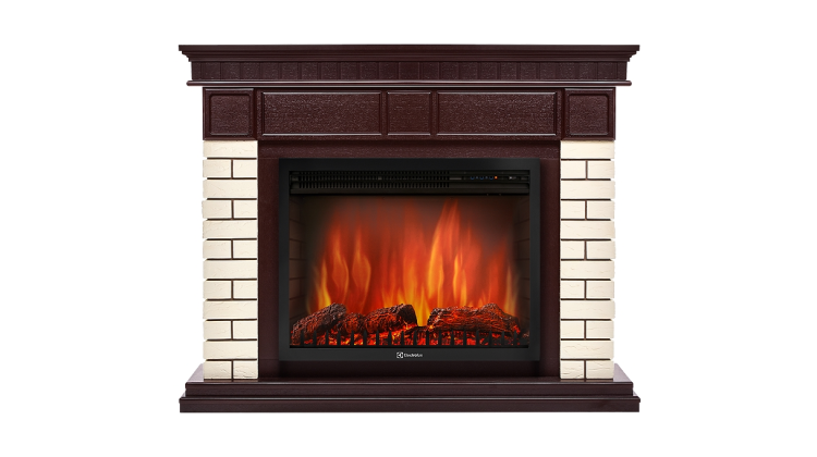 Портал Firelight Bricks 25U (угловой) камень бежевый, шпон темный дуб