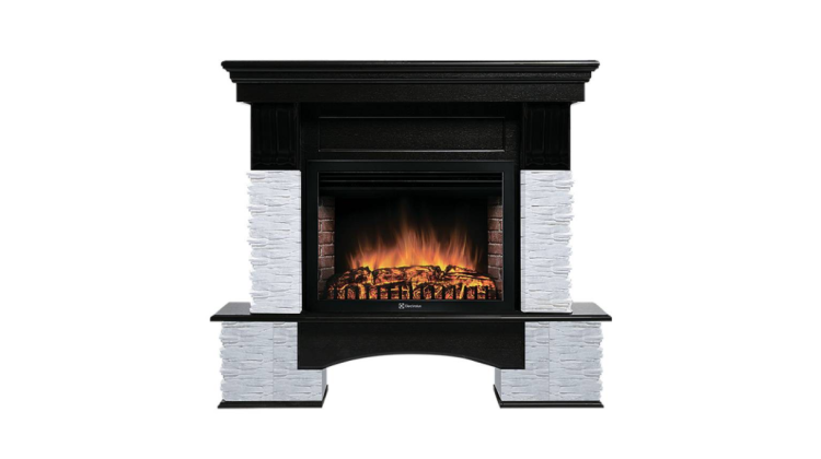 Портал Firelight Pietra Nuovo 30 камень сланец белый, шпон темный дуб