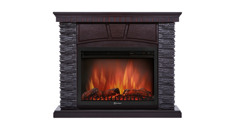 Портал Firelight Porto 25 камень черный, шпон венге